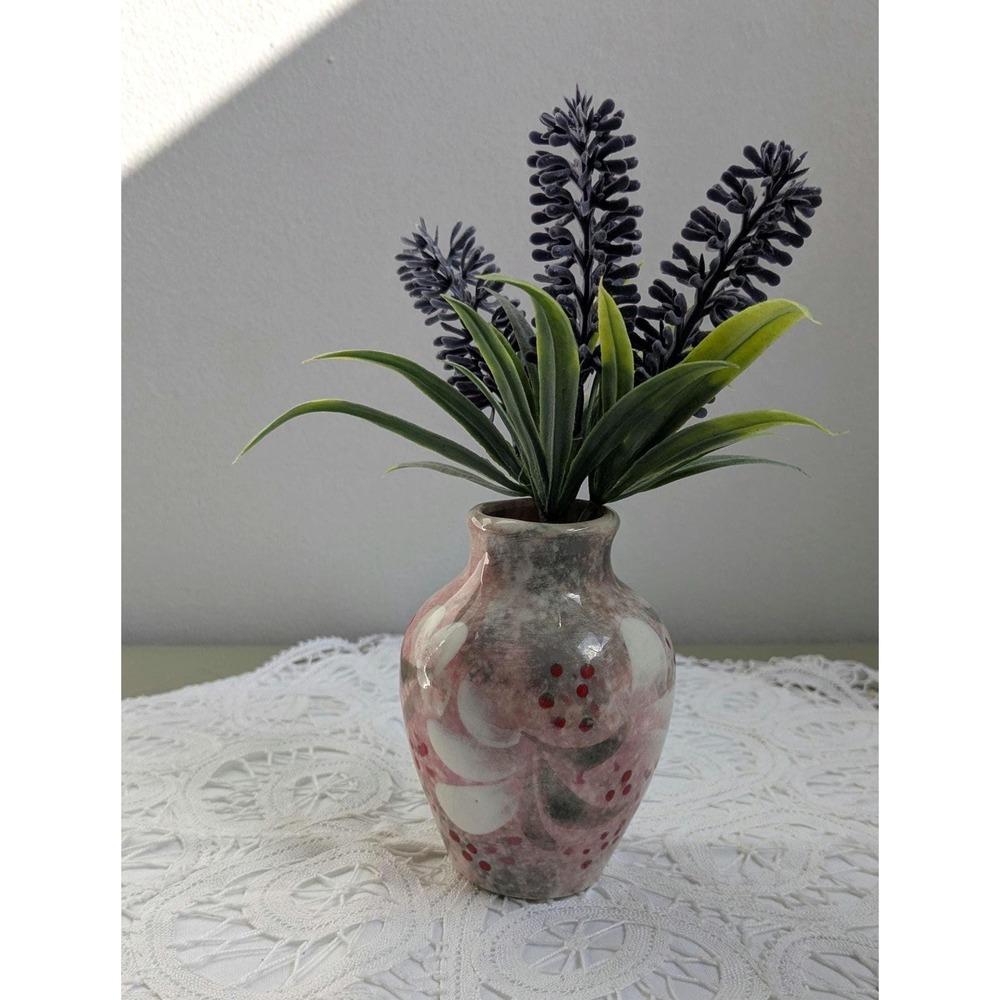 Vintage Handmade Ceramic Bud Vase, Studio Pottery Mini Vase, Unique Floral Glaze